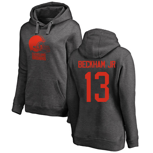 Cleveland Browns Odell Beckham Jr Women Ash Jersey #13 NFL Football One Color Pullover Hoodie Sweatshirt->women nfl jersey->Women Jersey